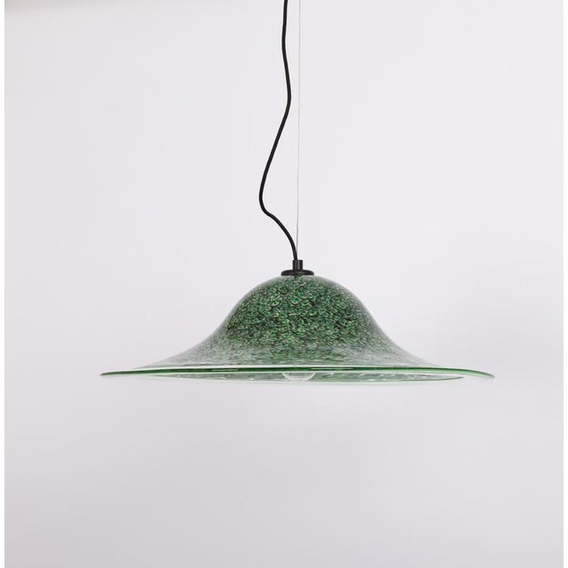 Glass Neverino Pendant Light in Green Murano Glass attributed to Vistosi, Italy, 1970s For Sale - Image 7 of 12