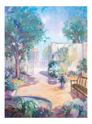 'Private Garden' by Loraine Balsillie, Large American Impressionist Oil, Australia, Hawaii