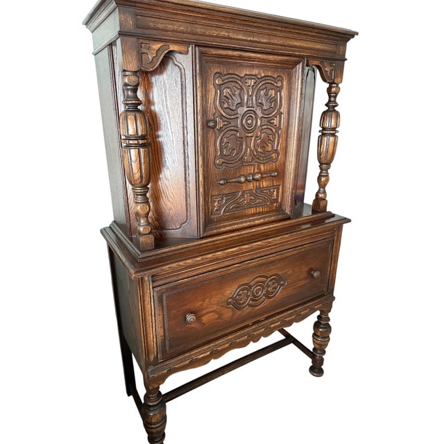1930s 1930s Vintage Bernhardt Dining Room Hutch/Armoire - Heirloom Worth - Carved Detailing - Versatile For Sale - Image 5 of 14