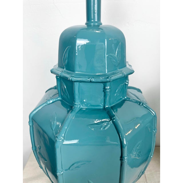 Newly Lacquered Vintage Faux Bamboo Ginger Jar Lamps- A Pair For Sale In Tampa - Image 6 of 8