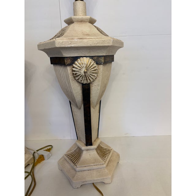 Postmodern Vintage Postmodern Neoclassical Plaster Urn Table Lamps - A Pair For Sale - Image 3 of 4