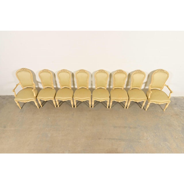 1960s Karges French Regency Louis XVI Cream Lacquered Dining Chairs, Set of Eight For Sale - Image 5 of 15