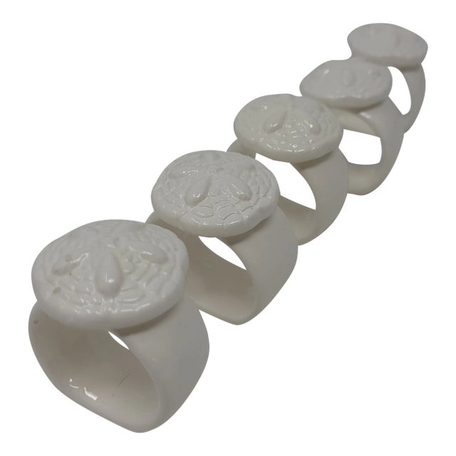 Sand Dollar White Ceramic Napkin Rings Set of 5 Chairish