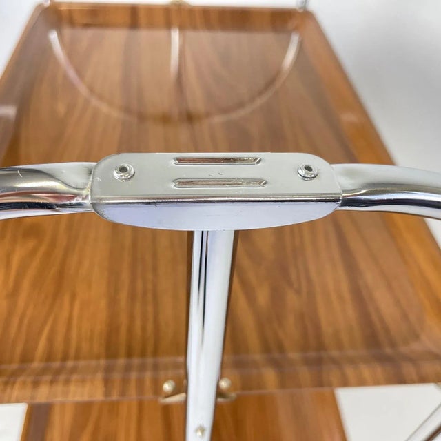 Chrome and Plywood Folding Serving Trolley, 1950s For Sale - Image 6 of 15