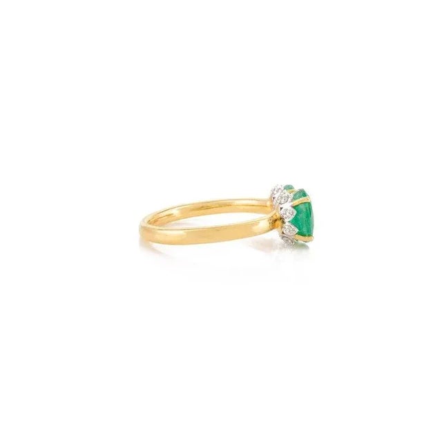 Not Yet Made - Made To Order Genuine Emerald Toi Et Moi Open Ring in 14k Yellow Gold Size 7 For Sale - Image 5 of 14