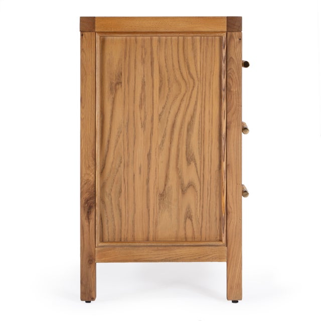 Mesa 25 in. W Rectangular Cane and Solid Wood 3 Drawer Nightstand, Natural & Cane For Sale - Image 9 of 11