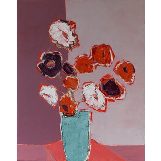 Bill Tansey "Mixed White Orange & Purple Bouquet" Abstract Floral Oil on Canvas For Sale