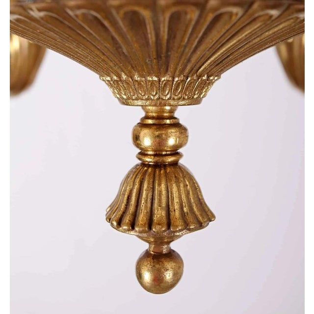 Antique Polished Brass Chandelier For Sale - Image 4 of 6