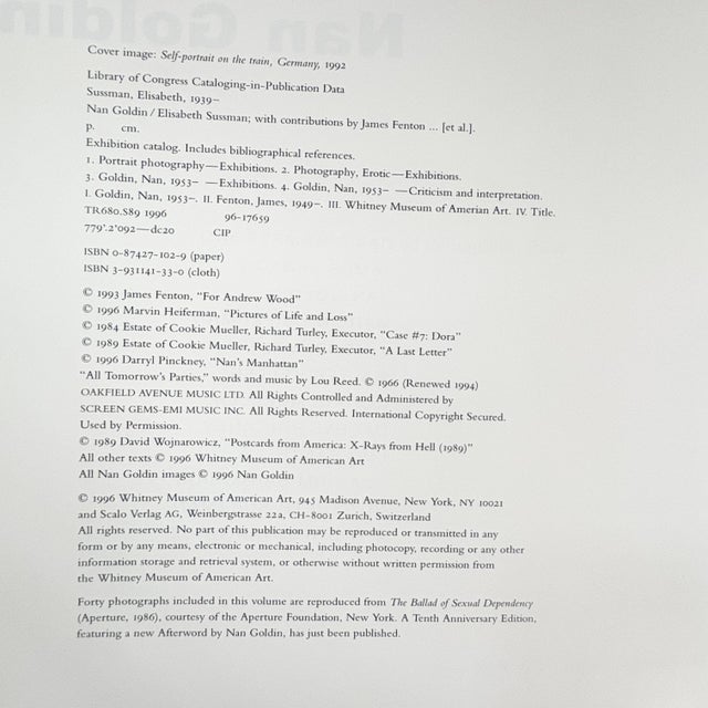 Nan Goldin: I'll Be Your Mirror, Rare 1996 1st Edition Photography Exhibition Book For Sale - Image 4 of 18