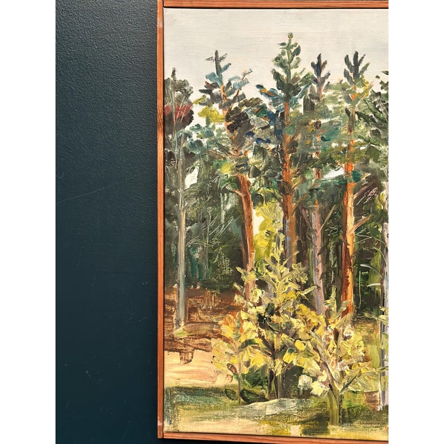 Mid-Century Modern Ann‑cathrine Tine Lundkvist, Forest Landscape, 1975, Oil Painting on Canvas, Framed For Sale - Image 3 of 15