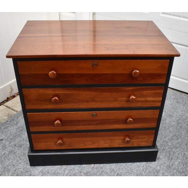 Ethan Allen Cherry 2 Drawer Lateral File Cabinet Two Tone Black Locking Chest For Sale - Image 14 of 18