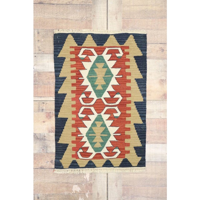 Red Vintage Persian Shiraz Kilim Rug - 02'00 X 02'11 For Sale - Image 8 of 9