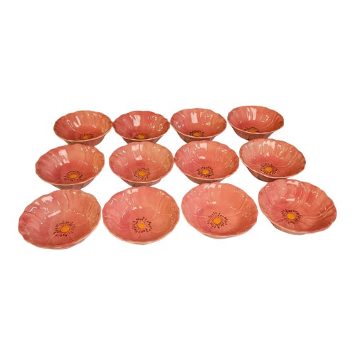 1960s Franciscan Desert Rose Sculptured Bowls- Set of 12 - Main Image