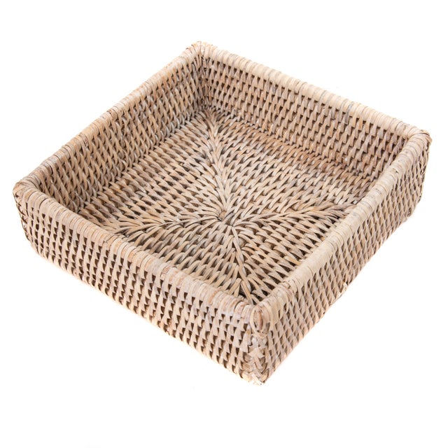 Boho Chic Artifacts Rattan Napkin Holder 7.5"x7.5"x2.5" For Sale - Image 3 of 5