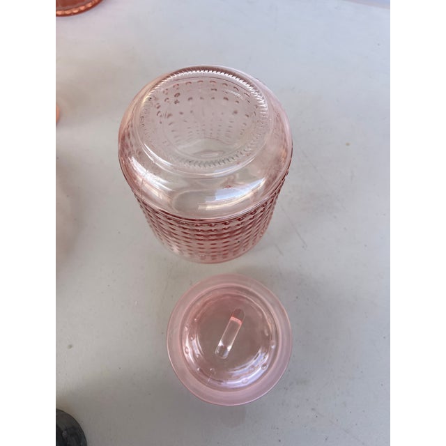 Fenton Art Glass Company Vintage Pink Hobnail Glass Jar For Sale - Image 4 of 7