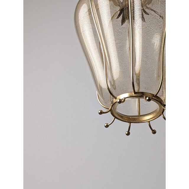 Murano Glass Lantern with Gold Foil and Brass from Barovier & Toso, 1960s For Sale - Image 4 of 18