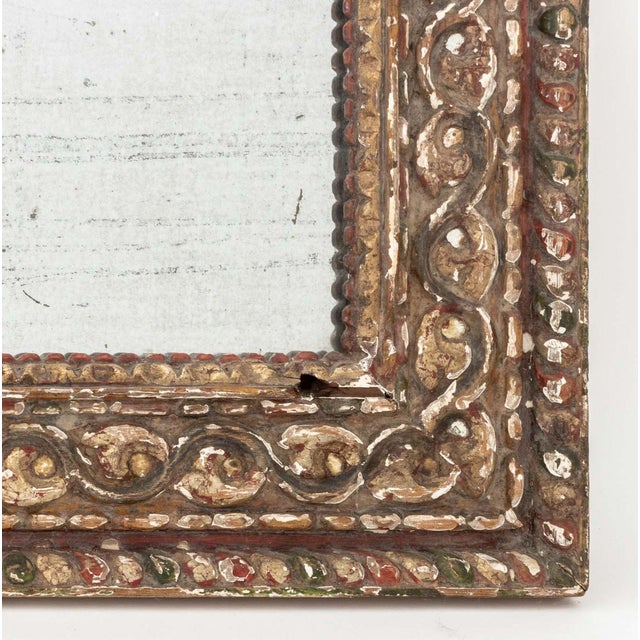 Baroque Painted and Carved Giltwood Mirror, 18th Century For Sale - Image 4 of 5