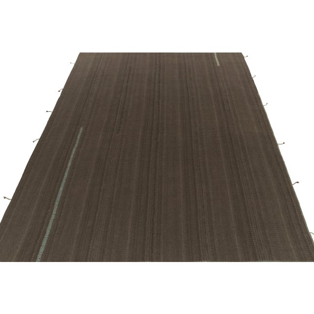 Contemporary Rug & Kilim’s Contemporary Kilim in Brown With Muted Stripes For Sale - Image 3 of 8
