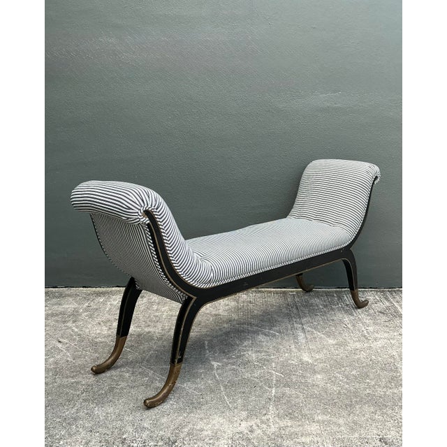 Vintage Gilt Tipped Tufted Bench For Sale - Image 10 of 12