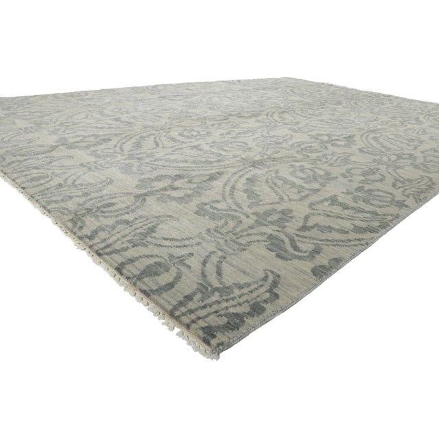 30265 Vintage Earth-Tone Damask Ikat Rug, 09'09 X 14'00. Emanating transitional style with incredible detail and texture,...