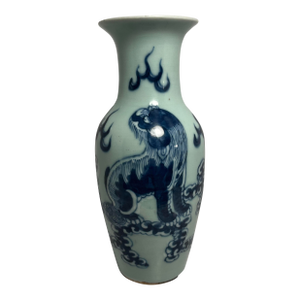 19th Century Late Qing Dynasty Chinese Blue Celadon Porcelain Baluster Vase