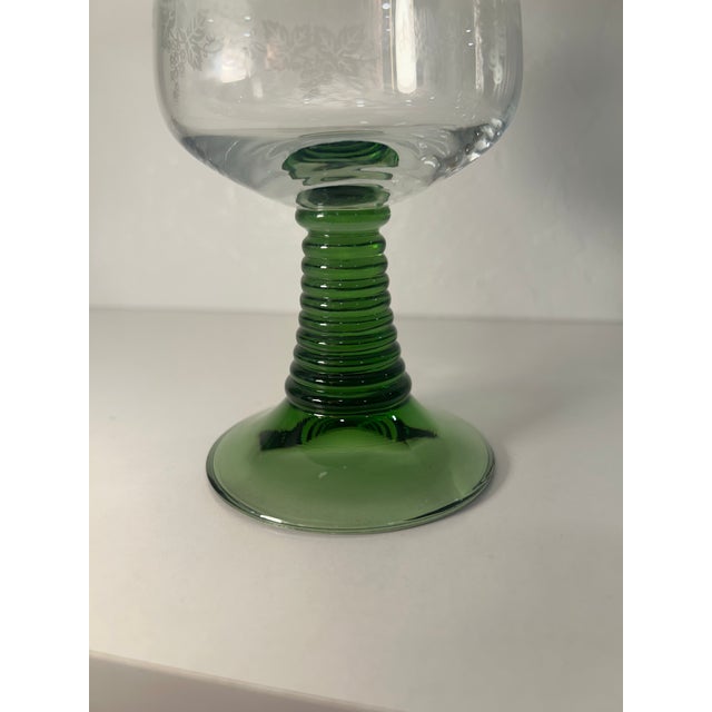 Rustic European 1970s German Crystal Roemer Glasses With Beautiful Beehive Green Stems - Set of 8 For Sale - Image 3 of 11
