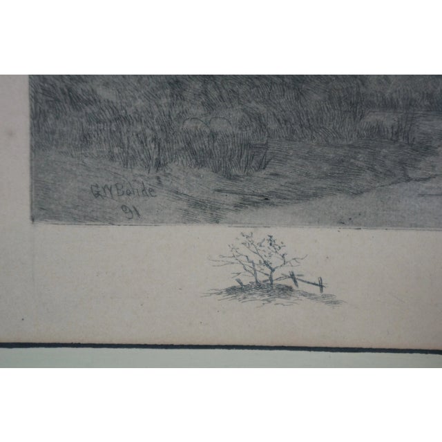 Late 19th Century Antique George William Bohde Signed Stone Bridge Dutch Landscape Etching 16", Framed For Sale - Image 6 of 10