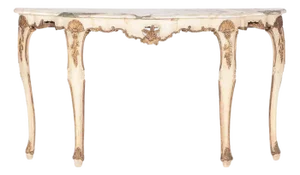 Regency Style Parcel Gilt & Painted Marble Top Demi Lune Console