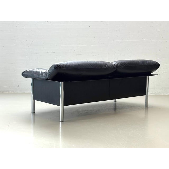 Black 3-Seater Sofa by Pierluigi Cerri for Poltrona Frau, Italy, 1990s For Sale - Image 6 of 15