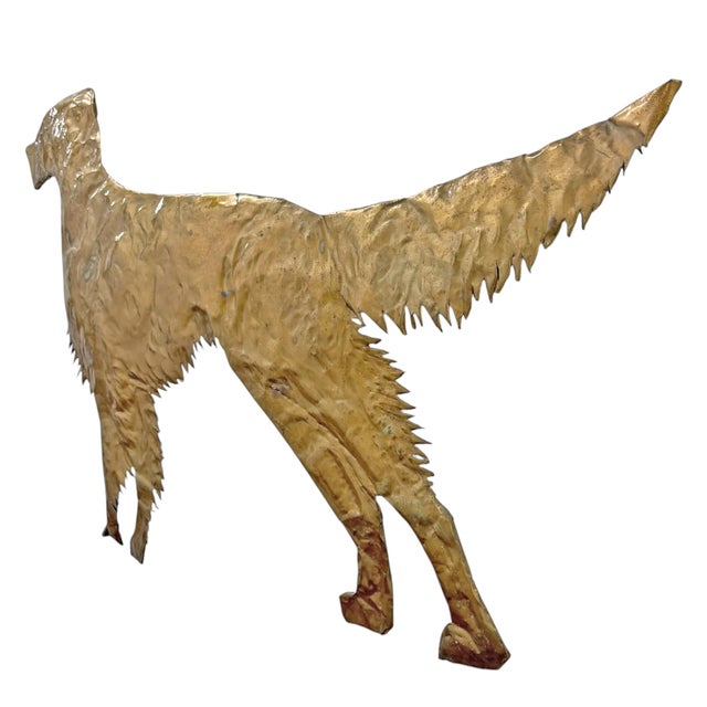 Vintage Hammered Brass English Setter Weathervane For Sale - Image 4 of 14