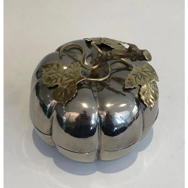 Silver Plated and Brass Pumpkin Ice Bucket, French, Marked Gallia, Circa 1970 For Sale - Image 11 of 13