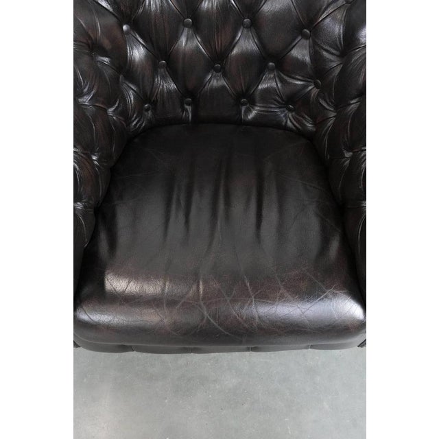 Vintage Chesterfield Club Chairs in Dark Cowhide Leather, Set of 2 For Sale - Image 6 of 15