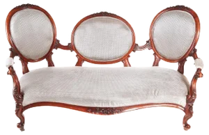 Victorian Carved Walnut Cameo Back Settee