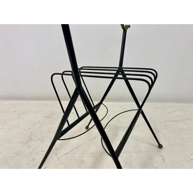 Mid-Century Modern Italian Black Metal & Brass Magazine Rack, 1960s For Sale - Image 3 of 13