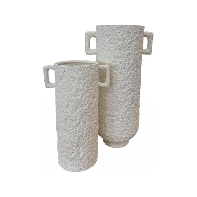 White Rowan Round Double Handle Vase - Small For Sale - Image 8 of 10