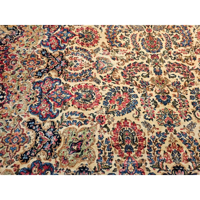 Vintage Oversized Persian Kerman Rug, Hand-Knotted Wool, Allover Floral Pattern, Ivory & Red, 11’ X 18’ For Sale - Image 14 of 14