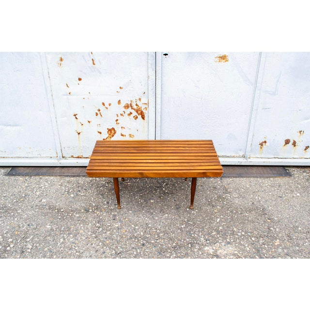 Brown Italian Wooden Bench, 1950s For Sale - Image 8 of 8