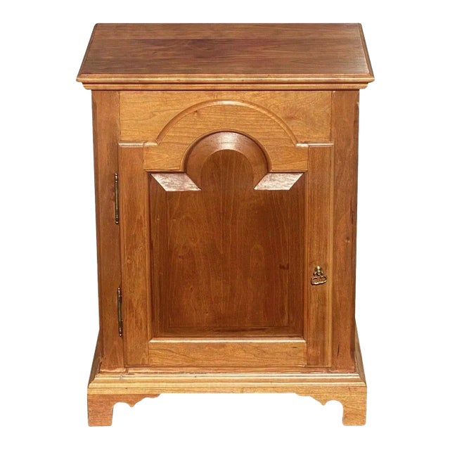 Vintage Queen Anne Antique Style Pennsylvania Tombstone Door Cherry Spice Chest For Sale