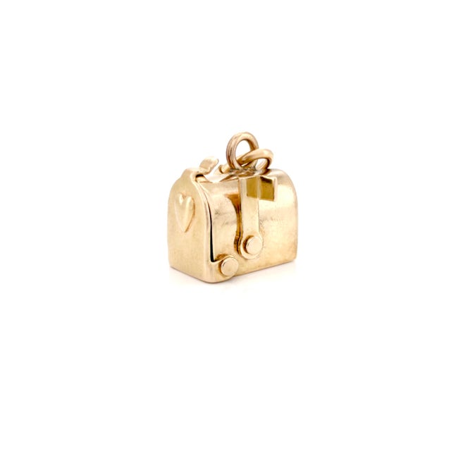 Metal Vintage 14k j.m. Fisher Company Articulating Mailbox Charm For Sale - Image 7 of 12
