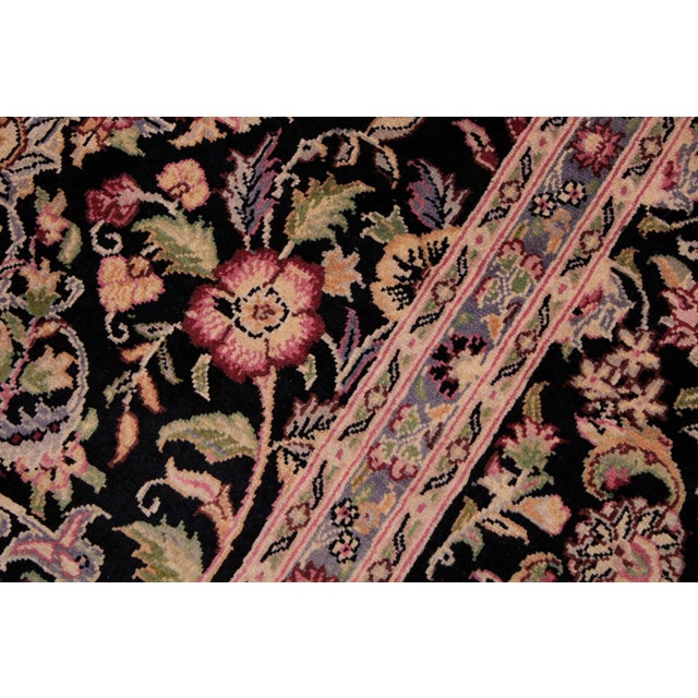 1990s Shabby Chic Pak-Persian Black/Green Wool Rug - 9'2'' X 12'2'' For Sale - Image 5 of 9