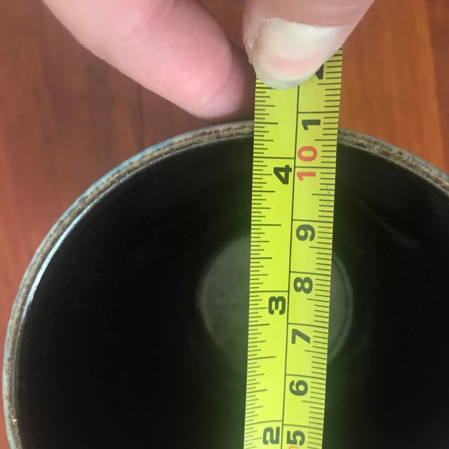 Blue Mid Century Modern Blue and Green Pottery Vase / Cachepot From Germany For Sale - Image 8 of 10