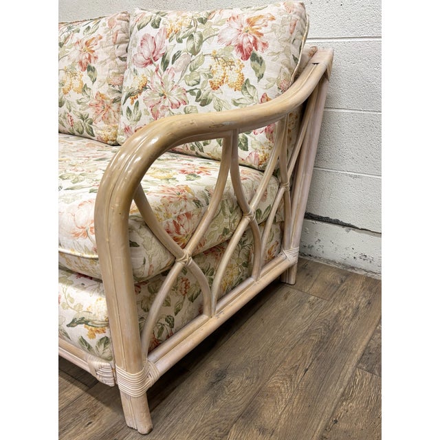 Ivory Vintage MCM Ficks Reed Style Organic Coastal Boho Style Rattan Sofa For Sale - Image 8 of 12