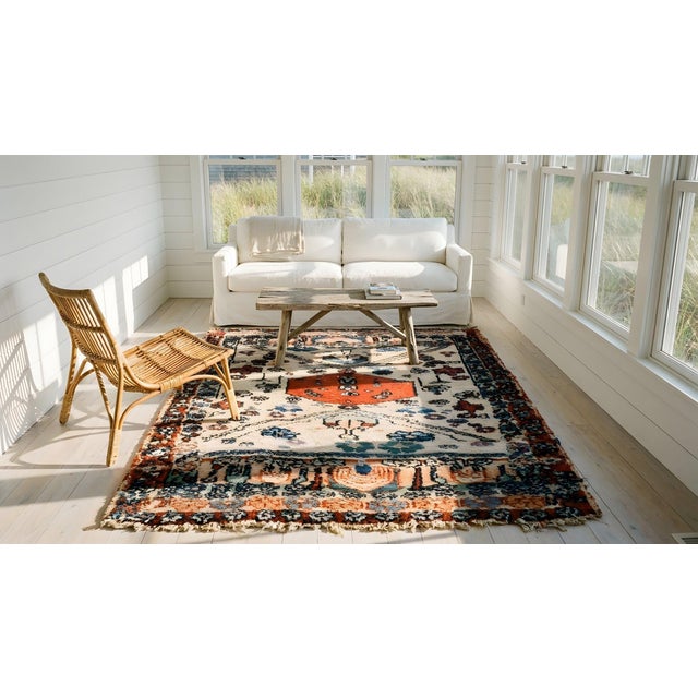 1890s White Abstract Geometric Tribal Antique Nw Persian Rug 1'8" X 1'10" Knotted Wool Carpet For Sale - Image 12 of 12