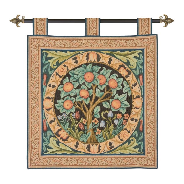 Orange Tree Loom Woven Tapestry With Hanging Loops - 74 X 64 Cm (2'5" X 2'1") - Requires Rod Size 2 For Sale