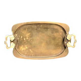 1930s Art Deco Brass Handled Tray For Sale