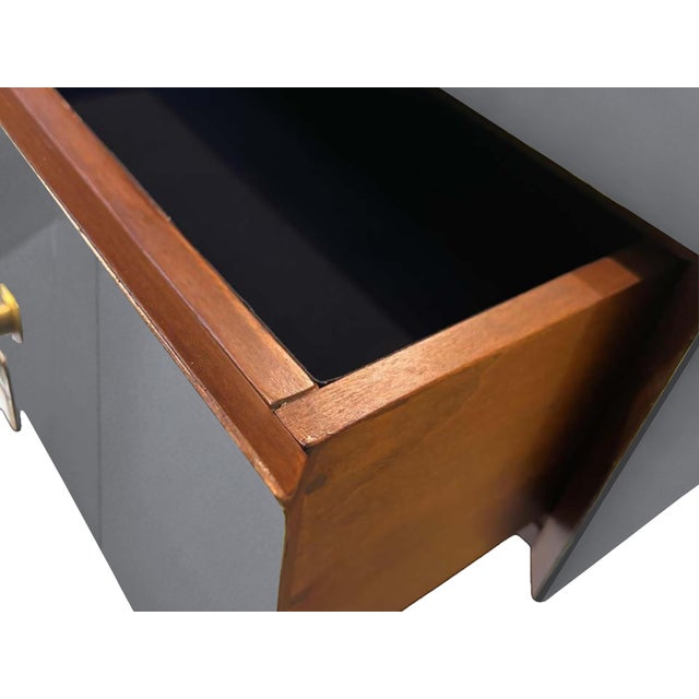 Grey Console Table with Murano Glass and Brass Handles from Justfurnituress SRL For Sale - Image 4 of 6