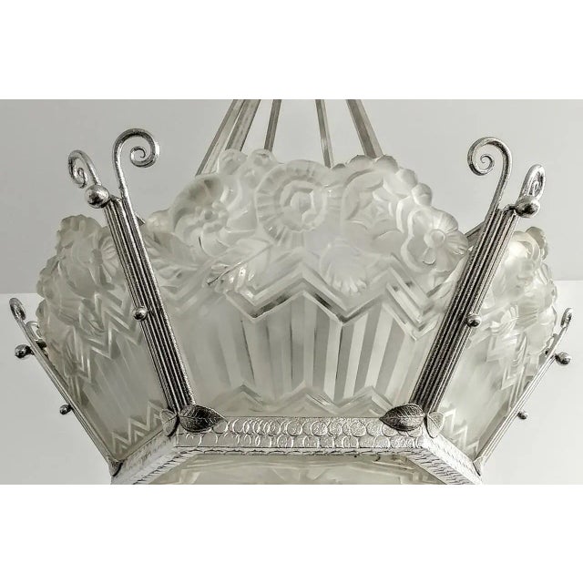 Mid 20th Century French Art Deco Pendant Chandelier by Noverdy For Sale - Image 5 of 9