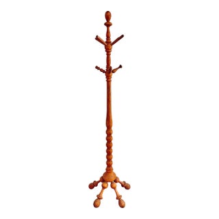 Antique Turned Wood Coat Rack For Sale