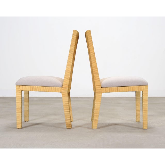 Wood Set of Six Woven Vegan Leather Dining Chairs by Budji Layug For Sale - Image 7 of 17