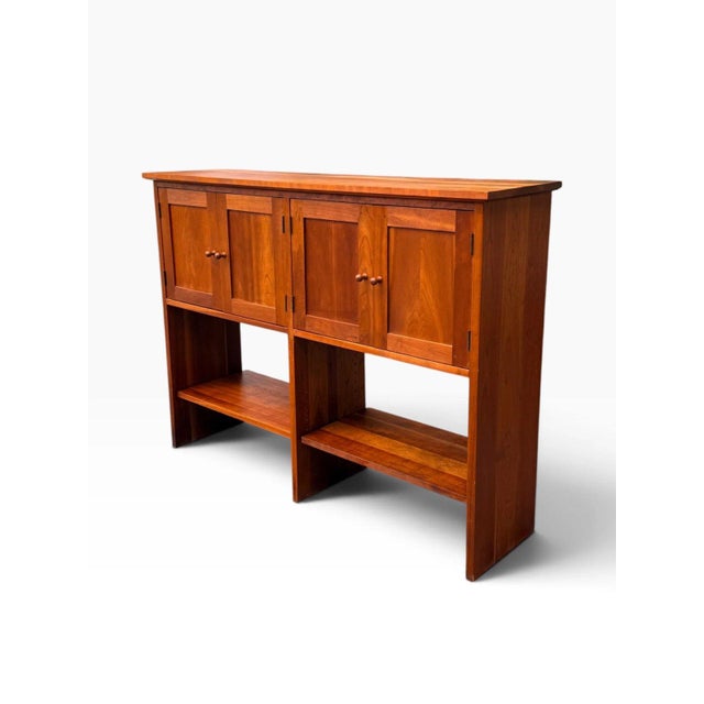 Arts & Crafts Late 20th Century Solid Cherry Sideboard Console Table | Stickley Style | Four Doors With Open Lower Shelf For Sale - Image 3 of 12